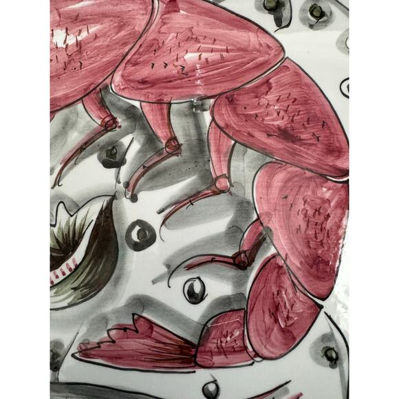 Rare Mancioli Italy Ceramic Oval Hand Painted Vintage Seafood Tray - Picture 7 of 10